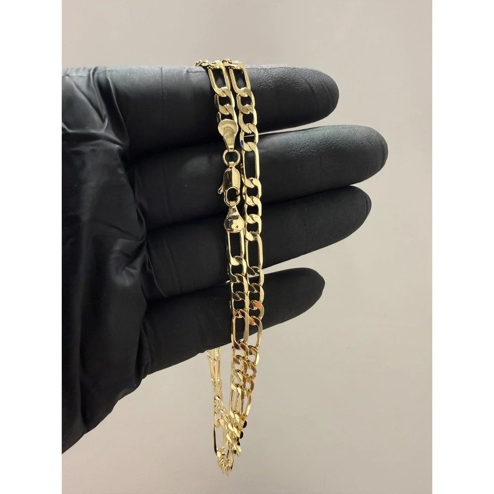 figaro necklace chain 14k gold layered 22inch 5mm lobster clasp